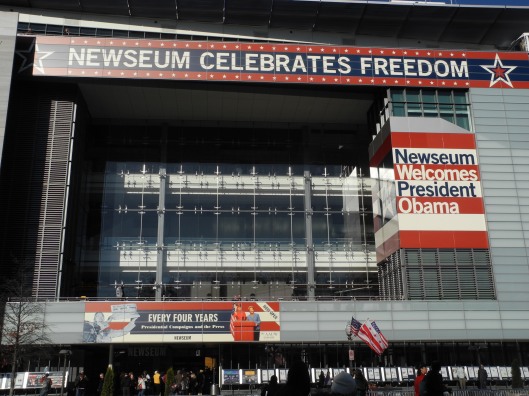 Newseum decorated for the Inauguartion